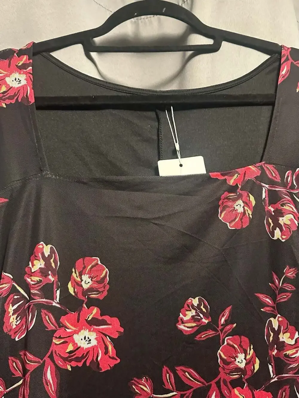 BloomChic Plus Size 2x 18-20 Floral Mesh Square Neck Ruched Midi Dress_6